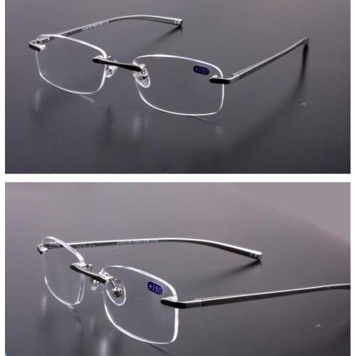 Rimless al-mg alloy reading glasses Ultra-light spring leg spectacles +1 +1.5 +2 +2.5 +2.75 +3 +3.25 +3.5 +4