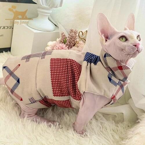 Sphynx Cat Clothes，Reversible British StylePlaid ，Sphinx Fairless Cat for Cold Weather