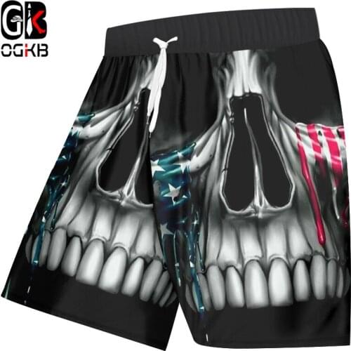 OGKB Unisex Cool Beach Shorts Print Skull Teeth 3D Board Bebermuda Shorts For Women/men High Waist Elastic Boxers Trousers 5XL