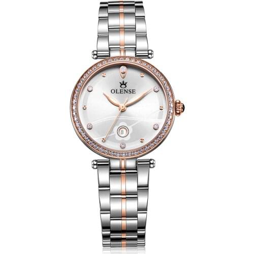OLENSE LQ8037 Top Brand Women Watches Sapphire Crystal Stainless Steel Quartz Watch Calendar Waterproof Japanese Quartz Movement