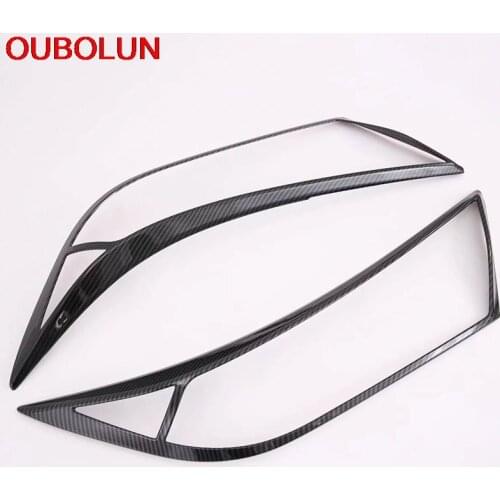 OUBOLUN For Toyota RAV4 RAV 4 2019 2020 Front Head Light Lamp Sticker Styling Cover Trim Exterior Accessories ABS Carbon Fiber