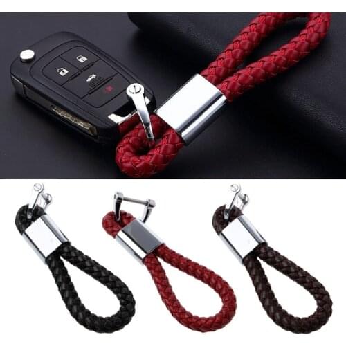 Braided Leather Strap Universal Key Chain Ring Fobs For Car Chevrolet BMW HONDA KIA-M18