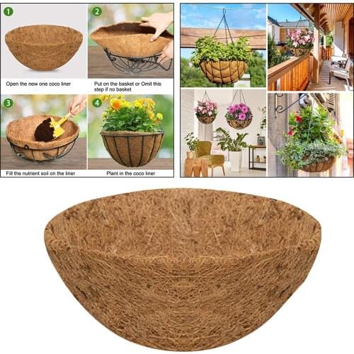 Pre-Formed Coco Fiber Liner for Hanging Baskets Wall Mounted Flower Basket Plant Basket Liner Planter Flower Pot Liner