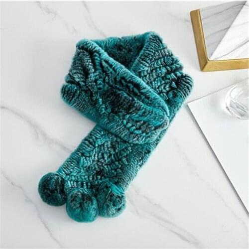 Real Rex Rabbit Fur Collar Scarf Women Keep Warm Thickening Fashion Cross Winter Autumn Furry Wraps B7