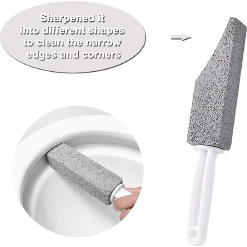 Pumice Stone Toilet Brush, Household Toilet Bowl Cleaner Limescale Stain Remover with Long Plastic Handle 2020 New Arrivals