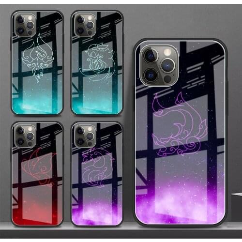 Glass Case For Apple iPhone 11 12 Pro 7 XR X XS Max 8 6 6s Plus SE 2020 Tempered Phone Tampa Shell Genshin Impact