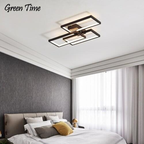 Remote Control Led Ceiling Lamp For Living room Bedroom Dining room Corridor Light Indoor Ceiling Light Aluminum Black 110V 220V