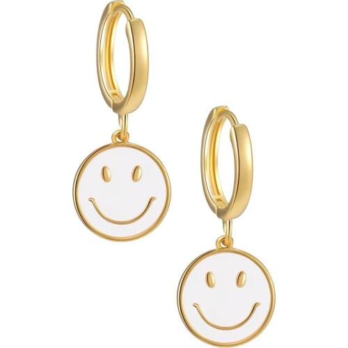 Smile Earrings Gold Plated Hoops Round Big Hoop Earring 2021 Fashion Jewelry Ear Rings for Girls Earing Set Pendientes Piercings