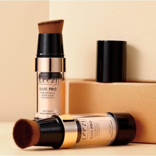 Liquid Foundation Oil Control Moisturizing Concealer Cover Pores Acne Marks Face Makeup with Brush MH88
