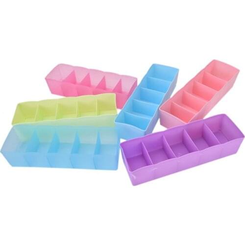 Underwear Closet Container Dispenser Bra Bra Sock Tie Storage Box 5 Grid Multifunctional Desktop Drawer Plastic Storage Box