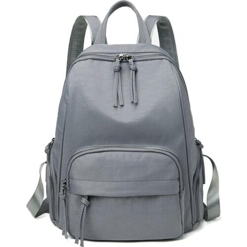 Women Nylon Backpack Soild Color Waterproof School Bags for Teenagers Girls Patchwork Backpack Female Rucksack