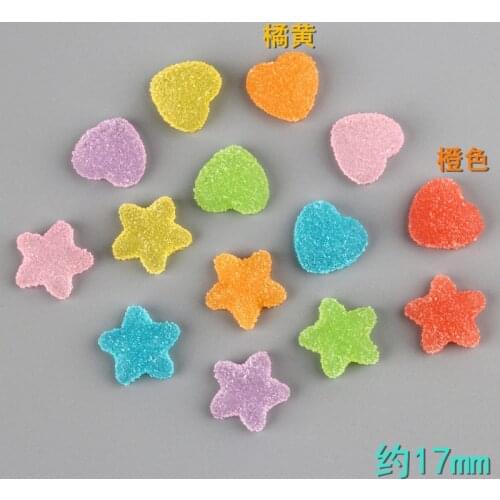 10pcs 17mm Resin food heart shape star sweet sugar soft candy charms ornament decoration Jewelry making Handicraft Material
