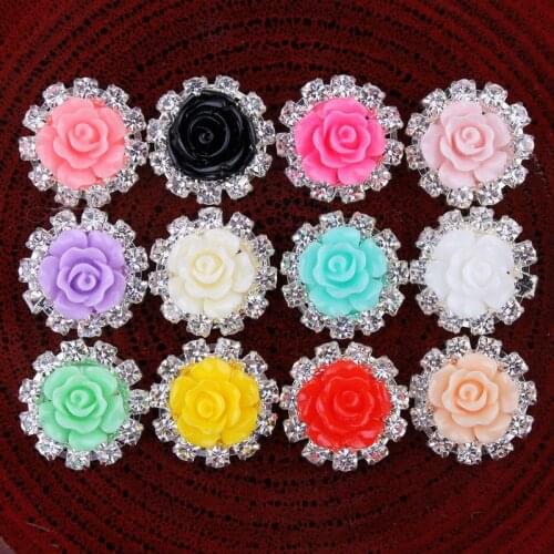 100pcs Vintage rose crystal diamond carbide drills buckle DIY craft faceplate pet headdress jewelry materials 20mm