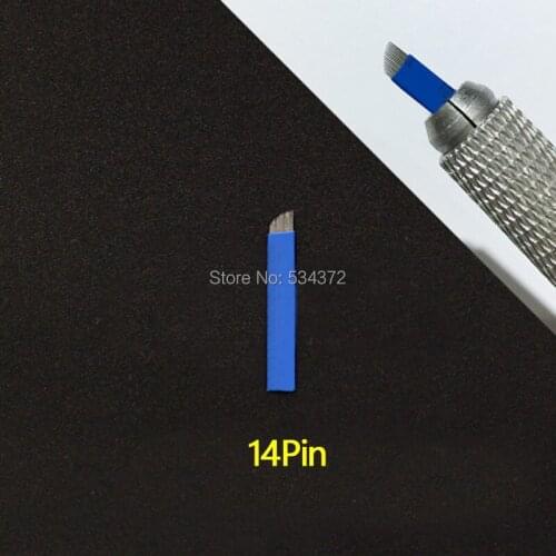 13PinX50pcs Permanent Makeup Eyebrow Tatoo Blade needle 14-Prong flat Permanent Makeup Manual Needle Blades