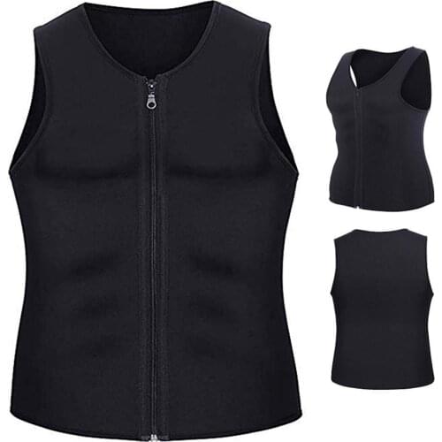 2021 Fashion Summer Men Sports Neoprene Compression Clothing Casual Sweat Vest Body Shaper Zipper Slimming Sauna Corset Tank Top