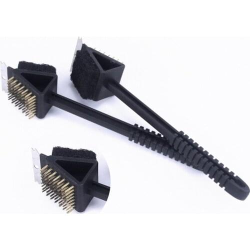 Multi-Purpose Barbecue 3 In 1 Cleaning Brushes Grill Tool Outdoor Camping Bbq Copper Wire Brush Cooking Wash Baking Accessories