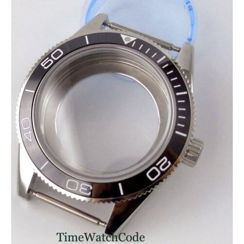 41mm Watch Case Spare Parts Fit For ST1612 Miyota 8215 2813 Sapphire Crystal Ceramic Bezel Glass Back Cover Screw-In Crown