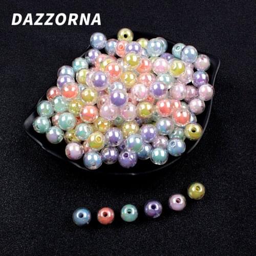 50/100/200Pcs/lot 10mm Colorful Acrylic Beads AB Colors Beads Loose Beads for Diy Jewelry Making Bracelet Necklace Accessories