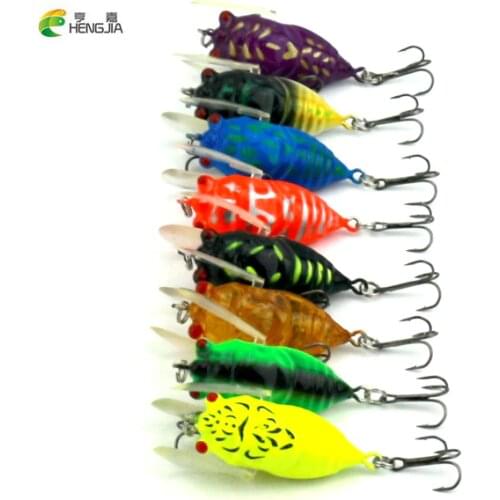 HENGJIA 8pcs 4CM 6.4G Plastic Popper Fishing Lures Bass CrankBaits Cicada Tackle fishing artificial bait crankbait fishing bait