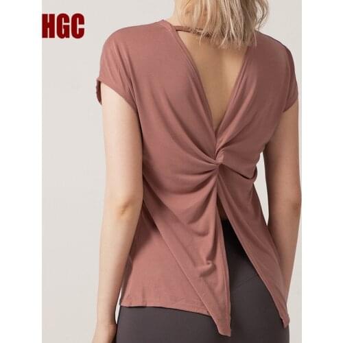 Short Sleeve Yoga Blouse Women Loose Quick Dry Running Sports Top Naked-feel Fabric Workout Elastic Gym Fitness T-shirt HGC