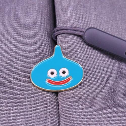 Dragon Quest Slime Brooch Blue Warrior Enamel Pin Cute Videogame Character Jewelry