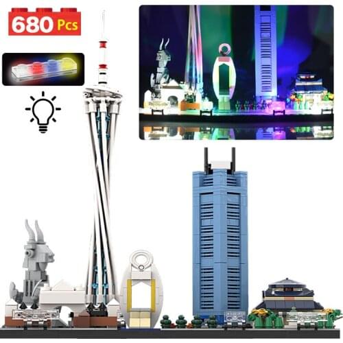 City Street View LED Light Famous Architecture Building Blocks Creator Guangzhou TV Tower Bricks DIY Toys For Children Gifts