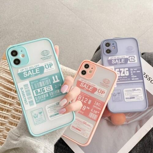 Luxury Candy Clear Stamp Label Barcode Phone Case For iPhone 11 12 Pro MAX SE2 X XR XS MAX 8 7 Plus Cover Fashion Cute Soft Case