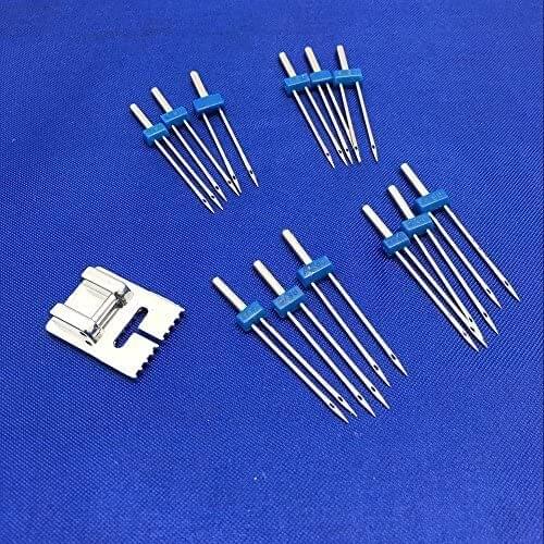 Twin Needles 12 Pcs Sewing Machine Double Needles (Size 2.0/90 3.0/90 4.0/90) & 9 Groove Pintuck Presser Foot