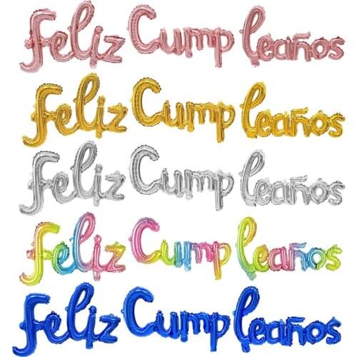 Feliz Cumpleaños Spanish Happy Birthday Balloons Conjoined Aluminum Foil Balloon Lowercase Alphabet Helium Balloon Party Decor