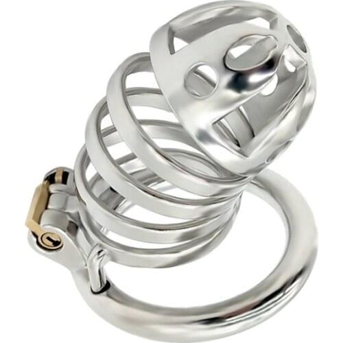 Stainless Steel Penis Rings Chastity Cage Cock Lock Ring Male Device Men Metal Gay SM Sex Toys Sex Shop