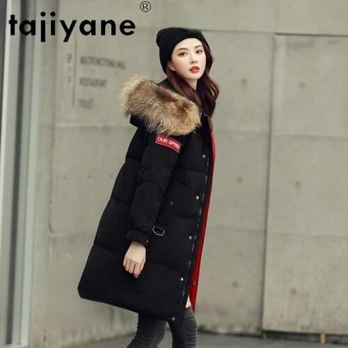 Real Raccoon Fur Collar Jackets Woman Warm Hooded Down Coats Famale Black Thicken Jacket Womens Clothes Jaqueta Puffer SQQ270