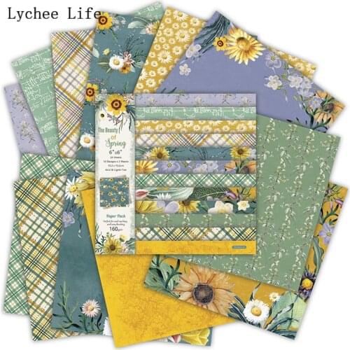 Lychee Life 6Sets Flower Design Scrapbooking Paper Packs Pad Material For Cards Making Background Decorative Diy Paper Crafts