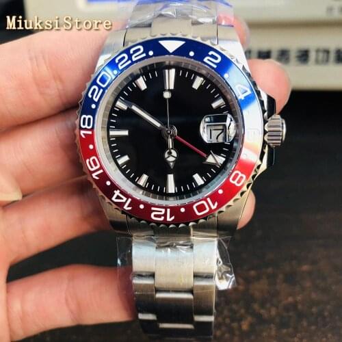 Bliger 40mm sapphire glass black sterile dial GMT date window ceramic bezel luminous automatic mens top mechanical watch