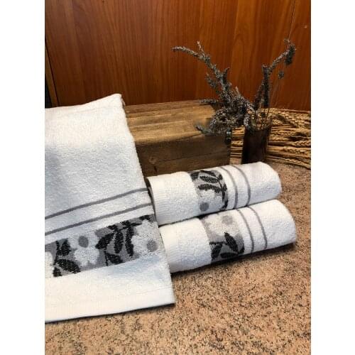 3 PIECE TOWEL SET, SOFT ELEGANT PATTERN MEDIUM SIZE FACE TOWEL, 100% COTTON, LOCAL PRODUCTION 40x55cm