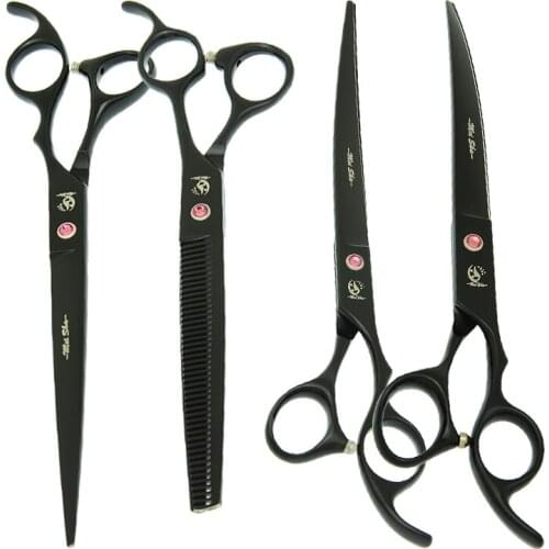 8.0" Pets Grooming Scissors Forceps Comb Bag Dog Straight Curved Cutting Shears 7.5" Animal Thinning Shears Dogs Trimmers B0053A