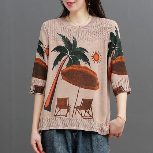 Fall Sweaters For Women 2021 Spring Autumn Vintage Round Neck Loose Top Female Harajuku Oversized Pullover Lady 100% Cotton Line