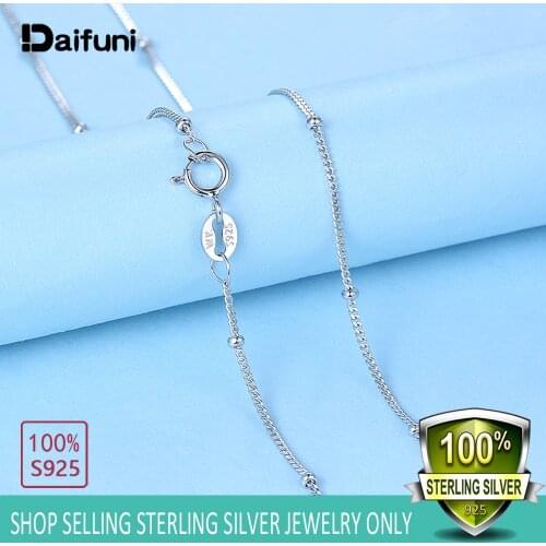 Real 925 Sterling Silver Chains Necklace With 2MM 45cm Thin Slim Beads Necklace Women Kids Girls Jewelry Exquisite Birthday Gift