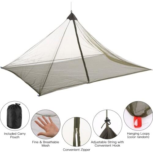 Lixada Camping Tent Ultralight Mosquito Repellent Mesh Net Outdoor Insect Bug Shelter Pyramid Mesh Net Camping Tent Accessories