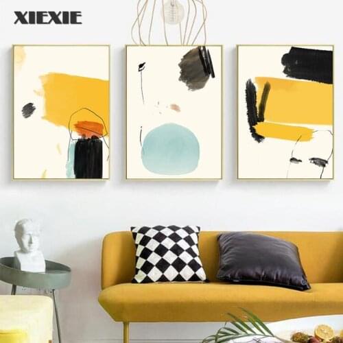 Modern Geometric Abstract Trendy Colors Abstract Splash Ink Canvas Painting Poster and Print for Living Room Home Decoration