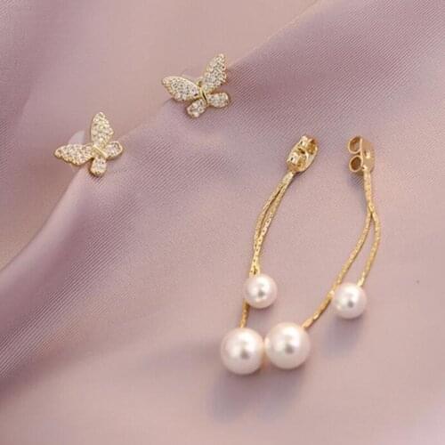 Temperament Butterfly Pearl Drop Earrings for Women Party Wedding Jewelry 2021