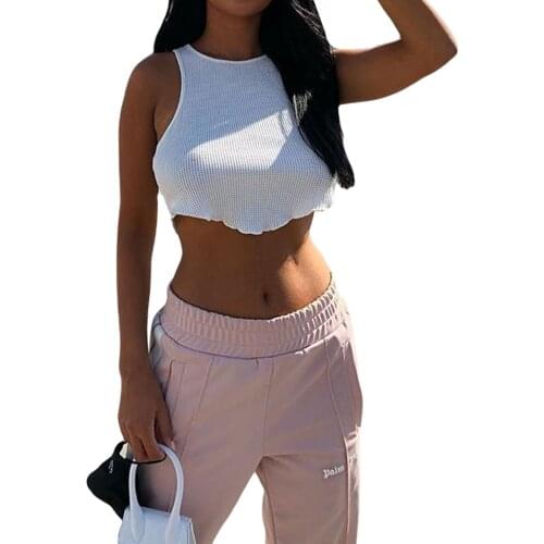 Summer Sexy Casual White Knitted Tank Top Women Sleeveless Crew Neck Solid Color Loose Holiday Club Fashion Crop Tops
