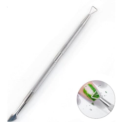 Triangle Head Nail Gel Polish Remover Tool Stainless Steel Rod Cuticle Pusher Lacquer Cleaner Nail Art Tool All for Manicure