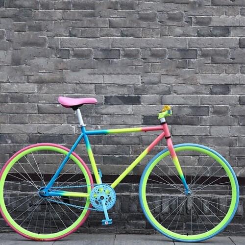 Fixed Gear Bicycle 26 Inch Road Bike Single Speed Colorful Bicycle Vintage Frame Man and Woman Student