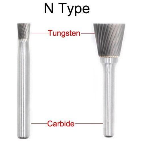 N1213M06 4375 12mm N1616M06 4376 16mm Inverted Cone Reverse Taper Type Tungsten N Single Groove Cut Grinding Rotary Rasp File