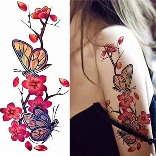 Temporary Tattoo Sticker 3D Large Sexy Rose Flowers Water Transfer Body Back Arm Waterproof Lasting Wrist Flash Fake Tattoo