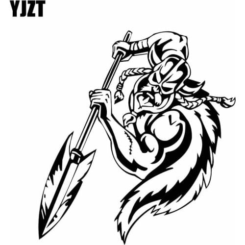 YJZT 15.2*16.5CM Strong Brave Viking Hunter Warrior Soldier Decal Black/Silver Covering The Body Car Sticker Vinyl C20-1767