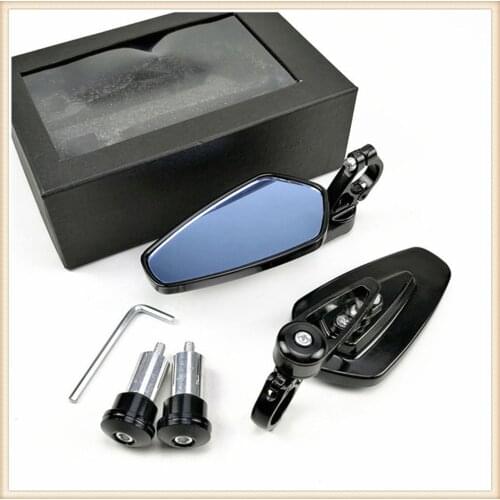 2pcs 7/8" 22mm Motorcycle Mirrors Bar End Blue Glass Rear View for HONDA CBR250R VFR 1200 F ST 1300 Black SpiRit NC750 S X