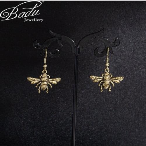 Badu Fashion Cute Bohemia Bee Earrings For Women Vintage Gold Color Insect Drop Earring Fashion Jewelry Gift