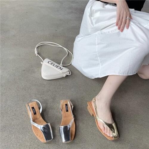2021 In The Spring Designer Outdoor Shoes Ladies Mules Platform Slippers Sandalias Summer New Womens Fashion Leakage Golden