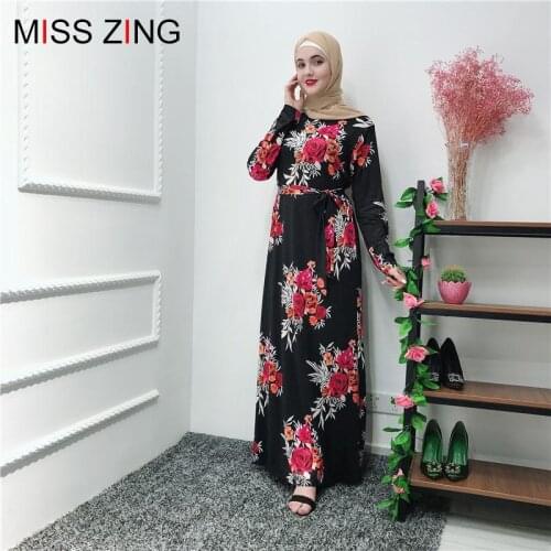 Miss Zing Women Muslim Abaya Print Flower Mesh Cardigan Tunic Kimono Long Robes Jubah Middle East Ramadan Arab Islamic Prayer